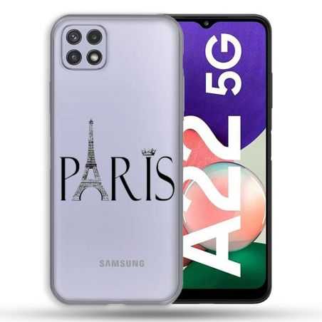Coque Transparente Pour Samsung Galaxy A22 5G Paris Noir