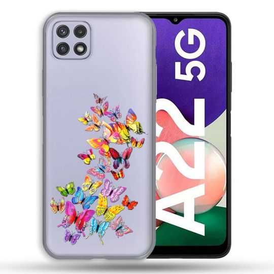 Coque Transparente Pour Samsung Galaxy A22 5G Papillon Multicolore
