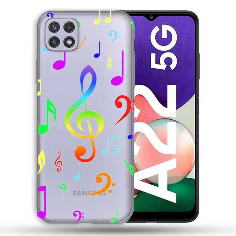 Coque Transparente Pour Samsung Galaxy A22 5G Note Musique Colore