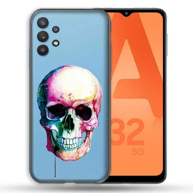 Coque Transparente Pour Samsung Galaxy A32 5G Skull Head Crane Colore