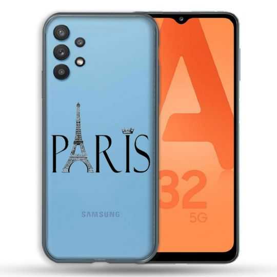 Coque Transparente Pour Samsung Galaxy A32 5G Paris Noir