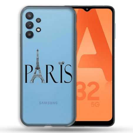 Coque Transparente Pour Samsung Galaxy A32 5G Paris Noir
