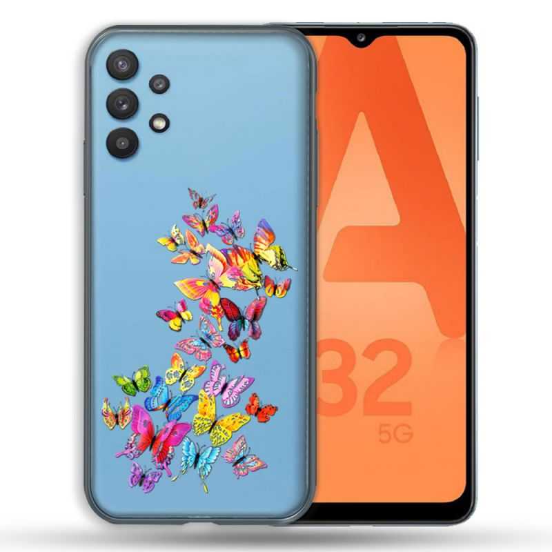 Coque Transparente Pour Samsung Galaxy A32 5G Papillon Multicolore