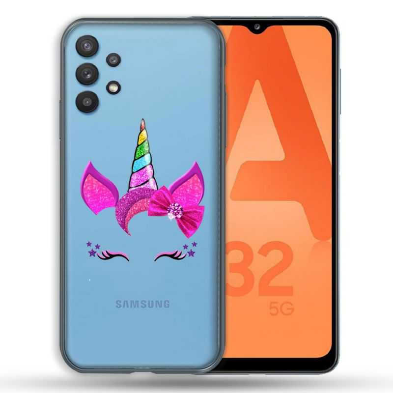 Coque Transparente Pour Samsung Galaxy A32 5G Licorne Paillette