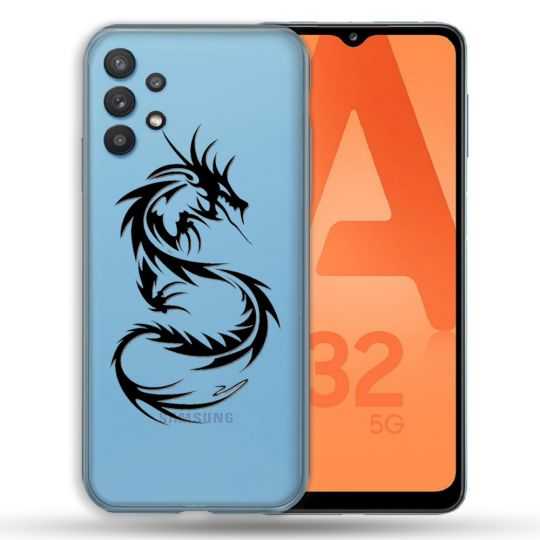 Coque Transparente Pour Samsung Galaxy A32 5G Dragon Noir