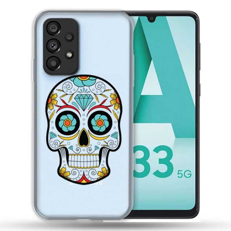 Coque Transparente Pour Samsung Galaxy A33 5G Tete Mort Color