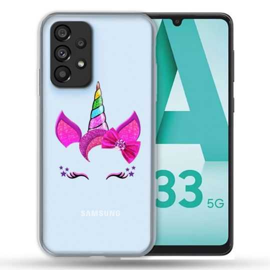 Coque Transparente Pour Samsung Galaxy A33 5G Licorne Paillette
