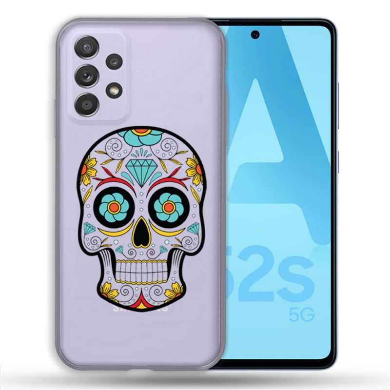 Coque Transparente Pour Samsung Galaxy A52 / A52S Tete Mort Color