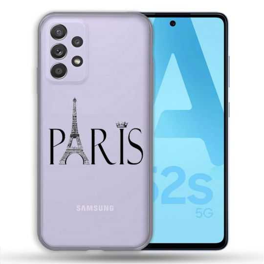Coque Transparente Pour Samsung Galaxy A52 / A52S Paris Noir