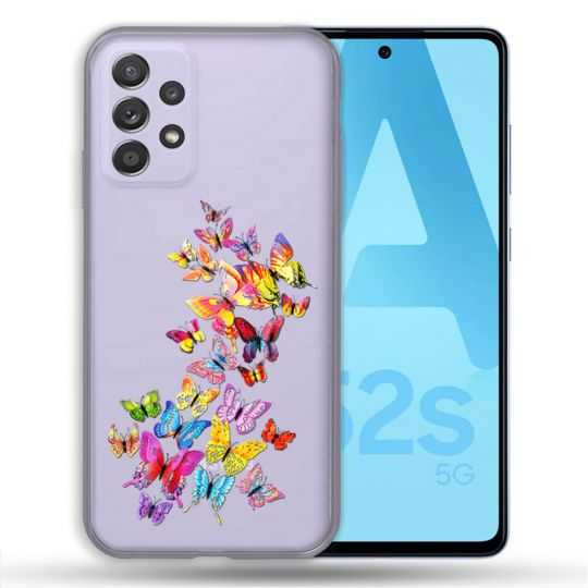 Coque Transparente Pour Samsung Galaxy A52 / A52S Papillon Multicolore