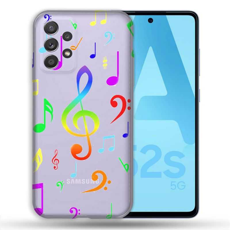 Coque Transparente Pour Samsung Galaxy A52 / A52S Note Musique Colore