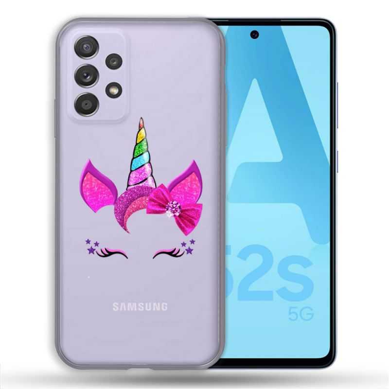 Coque Transparente Pour Samsung Galaxy A52 / A52S Licorne Paillette
