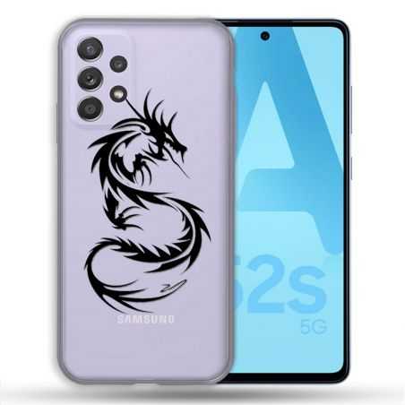 Coque Transparente Pour Samsung Galaxy A52 / A52S Dragon Noir