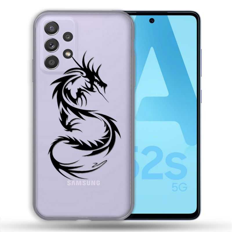 Coque Transparente Pour Samsung Galaxy A52 / A52S Dragon Noir