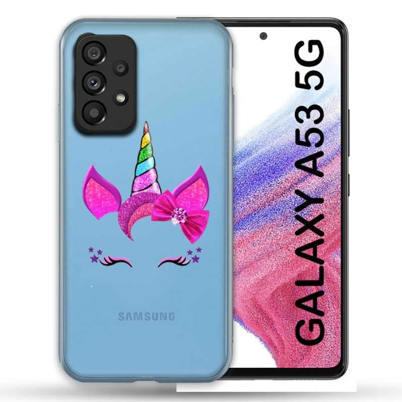 Coque Transparente Pour Samsung Galaxy A53 5G Licorne Paillette