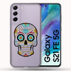 Coque Transparente Pour Samsung Galaxy S21 FE Tete Mort Color