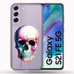 Coque Transparente Pour Samsung Galaxy S21 FE Skull Head Crane Colore