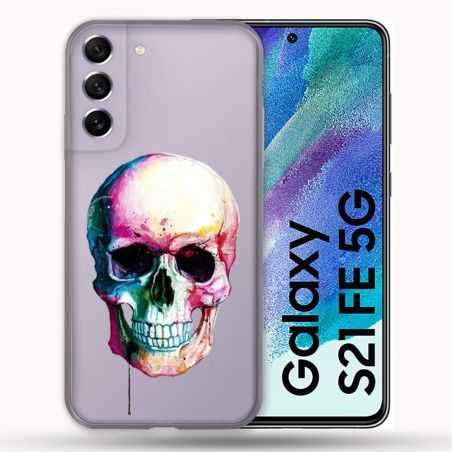 Coque Transparente Pour Samsung Galaxy S21 FE Skull Head Crane Colore
