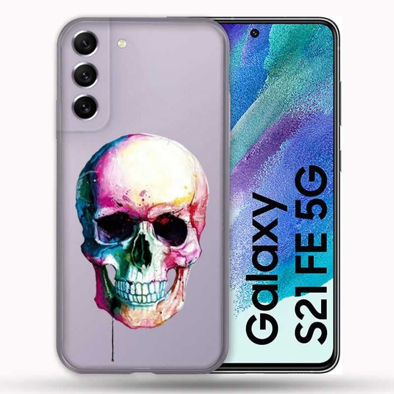 Coque Transparente Pour Samsung Galaxy S21 FE Skull Head Crane Colore