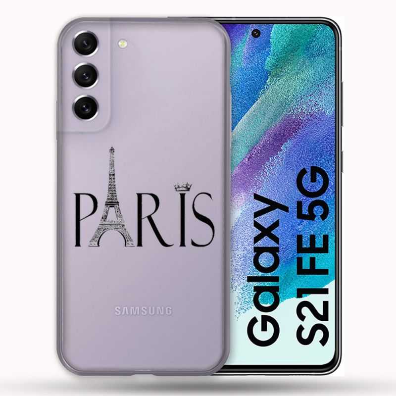 Coque Transparente Pour Samsung Galaxy S21 FE Paris Noir