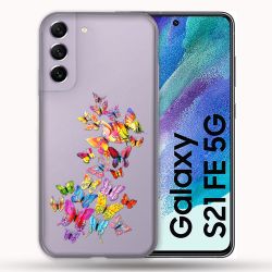 Coque Transparente Pour Samsung Galaxy S21 FE Papillon Multicolore
