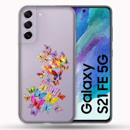 Coque Transparente Pour Samsung Galaxy S21 FE Papillon Multicolore