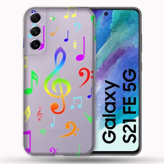 Coque Transparente Pour Samsung Galaxy S21 FE Note Musique Colore