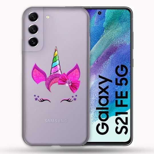 Coque Transparente Pour Samsung Galaxy S21 FE Licorne Paillette