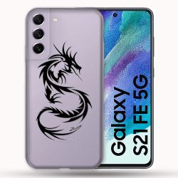 Coque Transparente Pour Samsung Galaxy S21 FE Dragon Noir