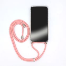 Coque Transparente Pour Iphone 13 Pro avec Lanière / Bandoulière téléphone Cordon Rose