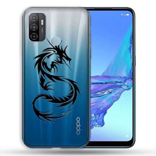 Coque Transparente Pour Oppo A53 / A53S Dragon Noir