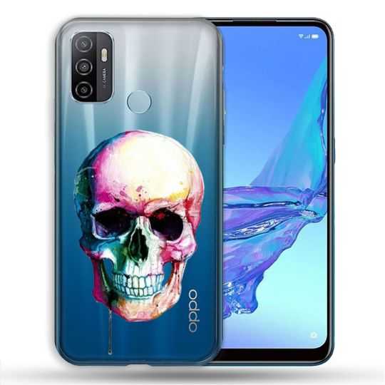 Coque Transparente Pour Oppo A53 / A53S Skull Head Crane Colore