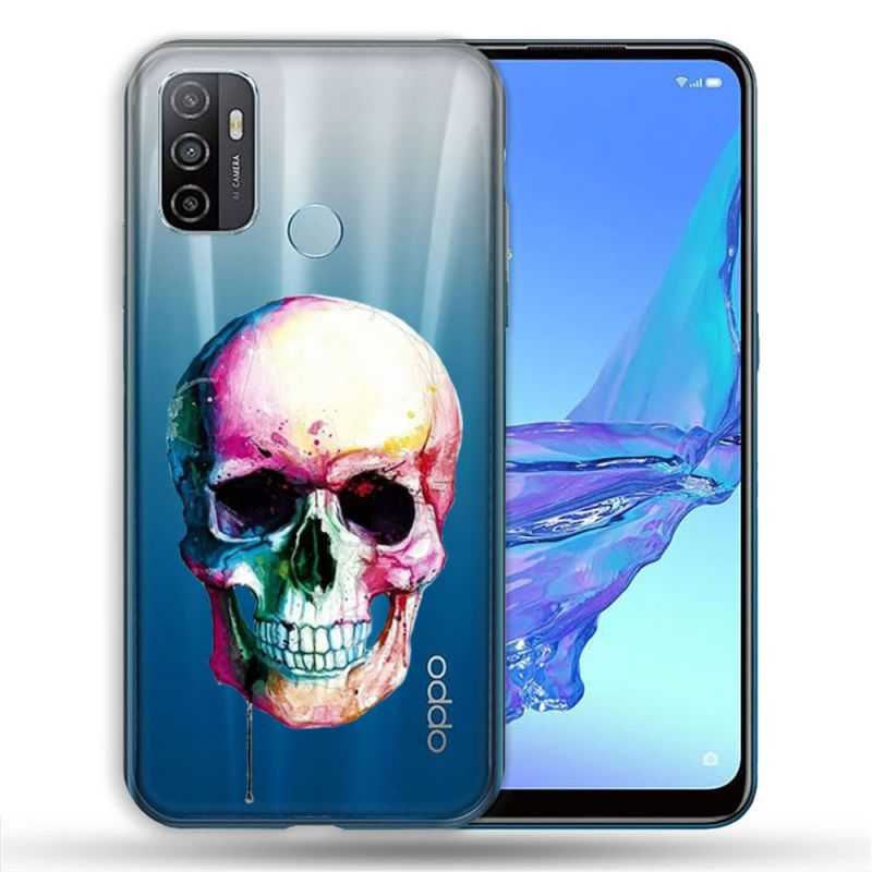Coque Transparente Pour Oppo A53 / A53S Skull Head Crane Colore