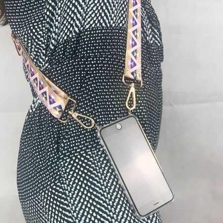 Coque Transparente Pour Samsung Galaxy A33 5G avec Lanière / Bandoulière téléphone réglable en tissu triangle