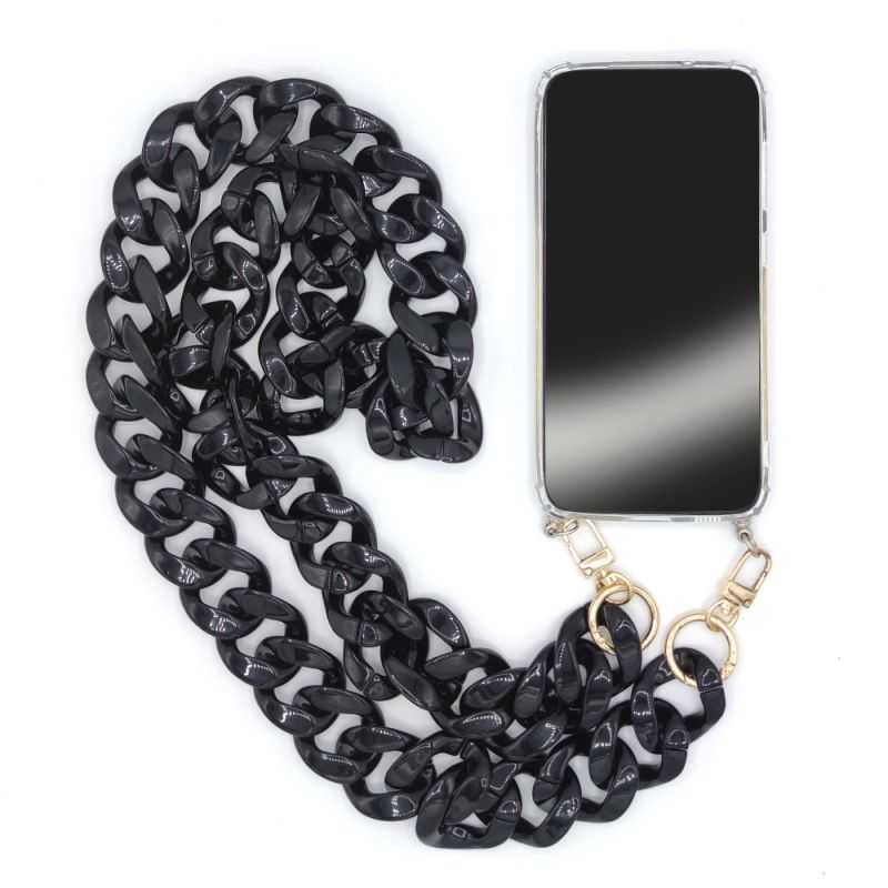 Coque Transparente Pour Samsung Galaxy A52 / A52S 5G avec Lanière / Bandoulière téléphone Anneaux Noir