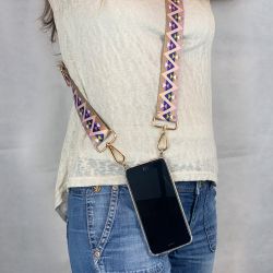 Coque Transparente Pour Iphone 13 Pro avec Lanière / Bandoulière téléphone réglable en tissu triangle