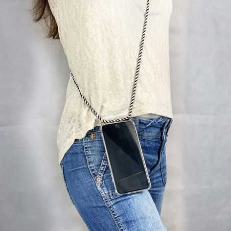 Coque Transparente Pour Iphone 13 Pro avec Lanière / Bandoulière téléphone Cordon Rayé