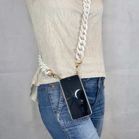 Coque Transparente Pour Vivo Y11S / Y20S avec Lanière / Bandoulière téléphone Anneaux Blanc