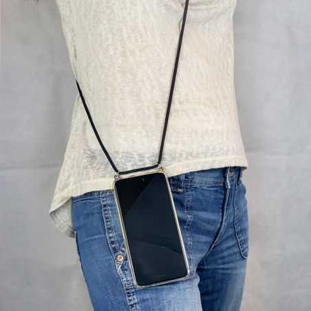 Coque Transparente Pour Vivo Y11S / Y20S avec Lanière / Bandoulière téléphone Cordon Noir