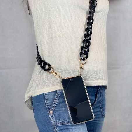 Coque Transparente Pour Samsung Galaxy A53 5G avec Lanière / Bandoulière téléphone Anneaux Noir