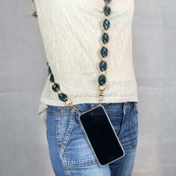 Coque Transparente Pour Samsung Galaxy S21FE / S21 FE avec Lanière / Bandoulière téléphone Anneaux Bleu et Or