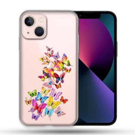 Coque Transparente Pour Apple Iphone 13 (6,1) Papillon Multicolore