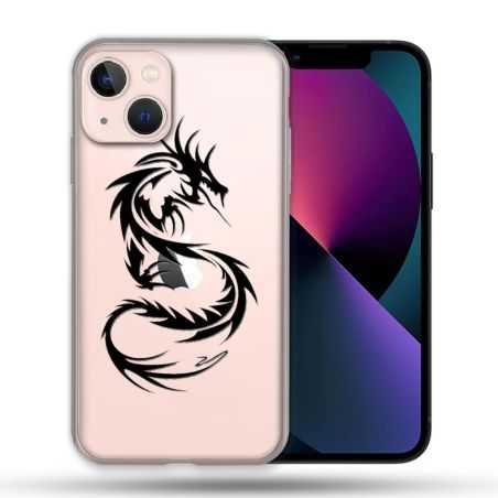 Coque Transparente Pour Apple Iphone 13 Mini (5.4) Dragon Noir