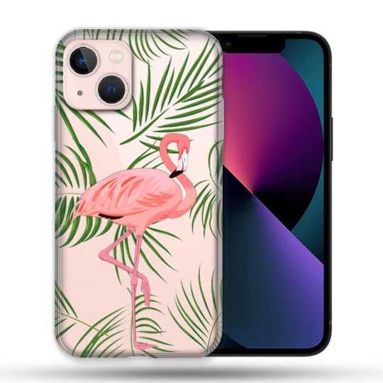 Coque Transparente Pour Apple Iphone 13 Mini (5.4) Flamant Rose