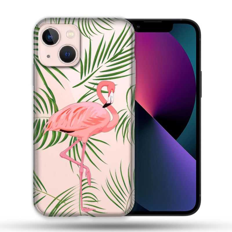 Coque Transparente Pour Apple Iphone 13 Mini (5.4) Flamant Rose
