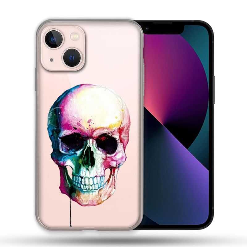 Coque Transparente Pour Apple Iphone 13 Mini (5.4) Skull Head Crane Colore