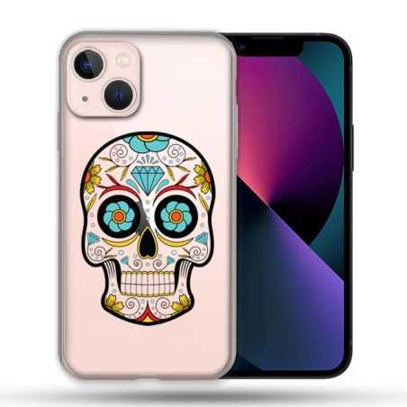 Coque Transparente Pour Apple Iphone 13 Mini (5.4) Tete Mort Color