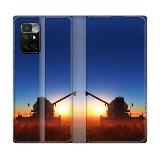 Housse Cuir Portefeuille Pour Xiaomi Redmi 10 Agriculture Moissonneuse Soleil