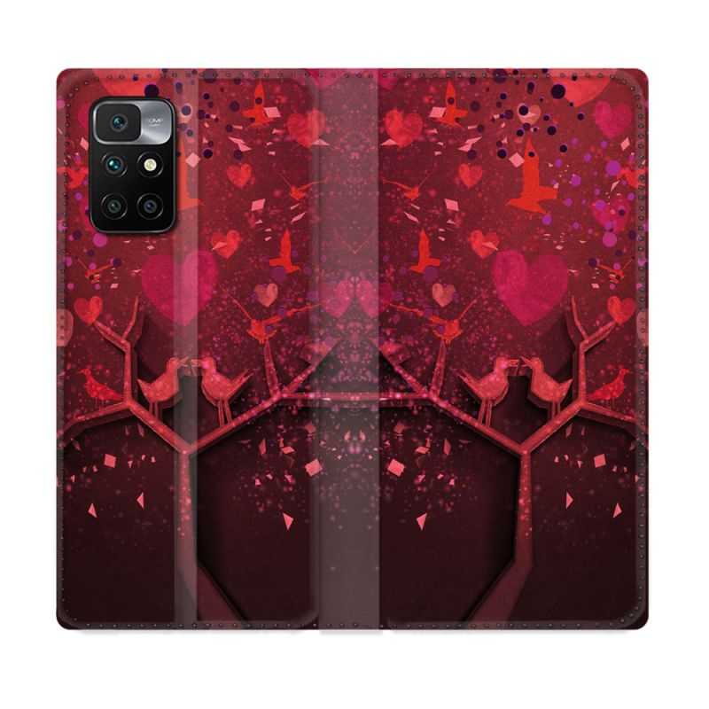 Housse Cuir Portefeuille Pour Xiaomi Redmi 10 Amour Arbre