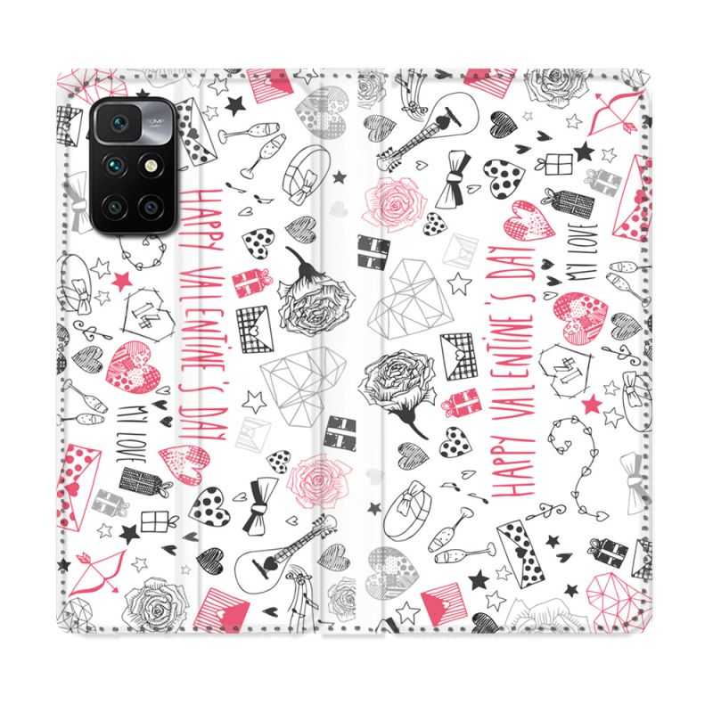 Housse Cuir Portefeuille Pour Xiaomi Redmi 10 Amour Valentines